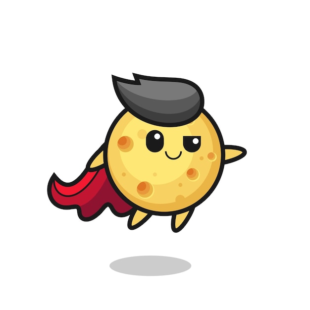 Cute round cheese superhero character is flying cute style design for t shirt sticker logo element