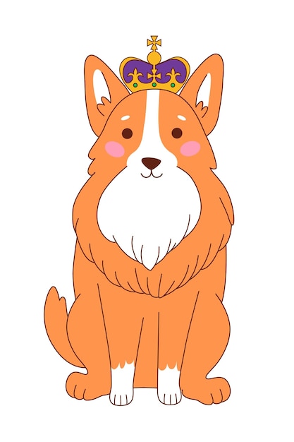 Cute royal corgi Puppy sticker A happy dog in a crown