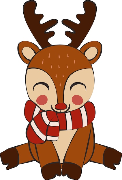 Vector cute rudolph christmas reindeer holiday decorative illustration graphic element art