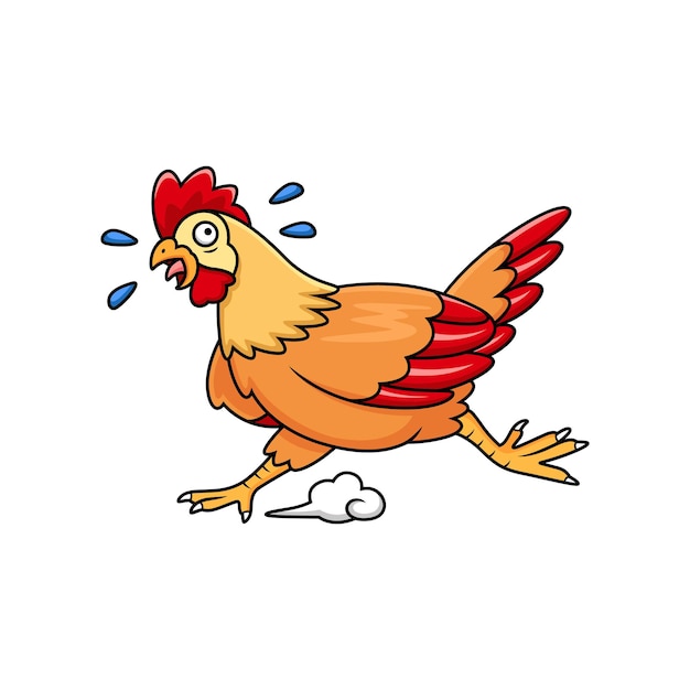 Cute running chicken cartoon