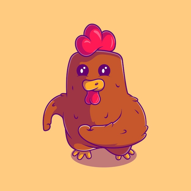 Vector cute running chicken illustration suitable for mascot sticker and tshirt design