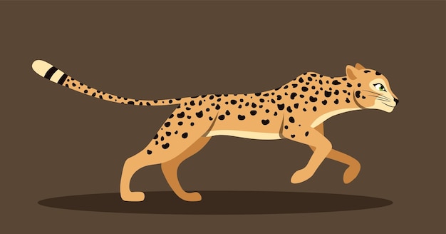 ベクトル 野生のサバンナ動物のサイドビューを斑点付きの速いチータでカラフルなポスター