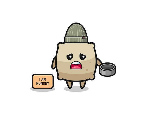 Cute sack beggar cartoon character , cute design