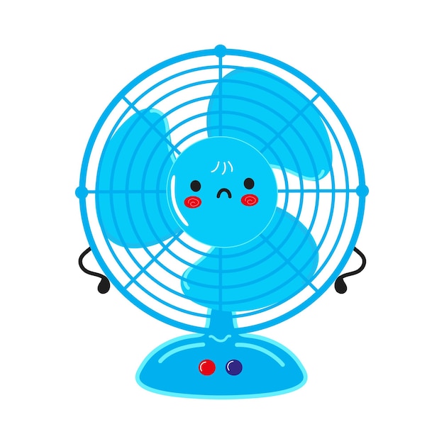 Simpatico personaggio triste del ventilatore dell'aria