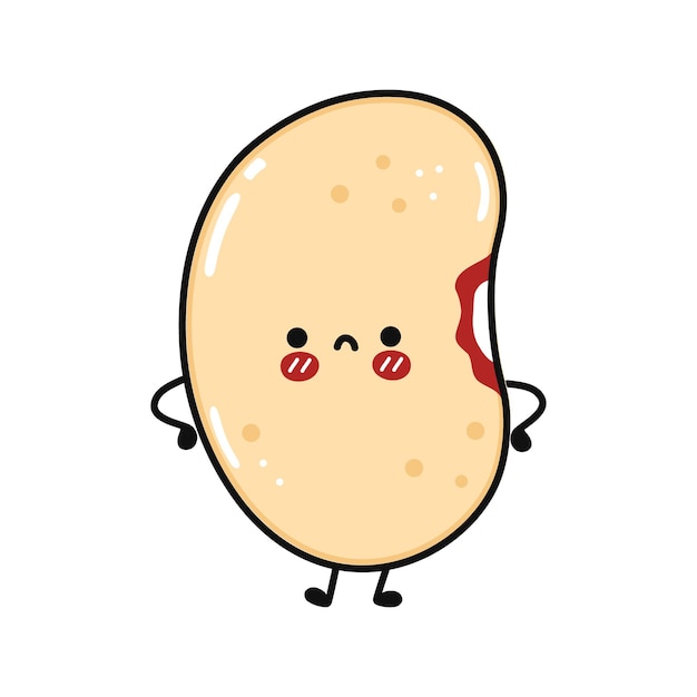 cute sad bean character