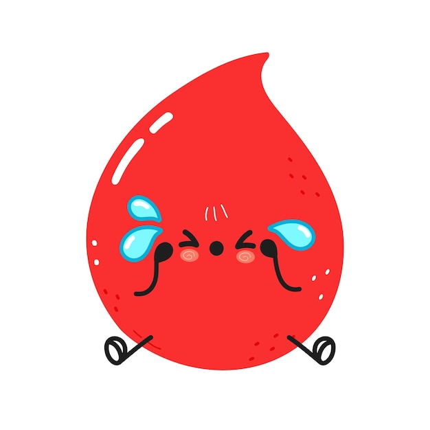 Vector cute sad blood drop character