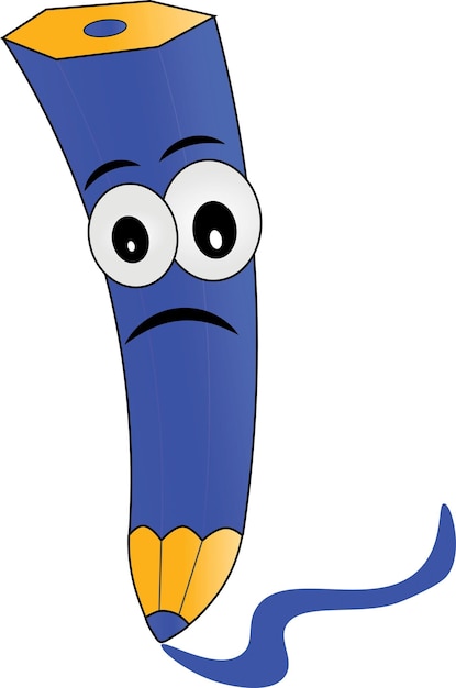 Premium Vector | Cute sad blue pencil cartoon characters vector