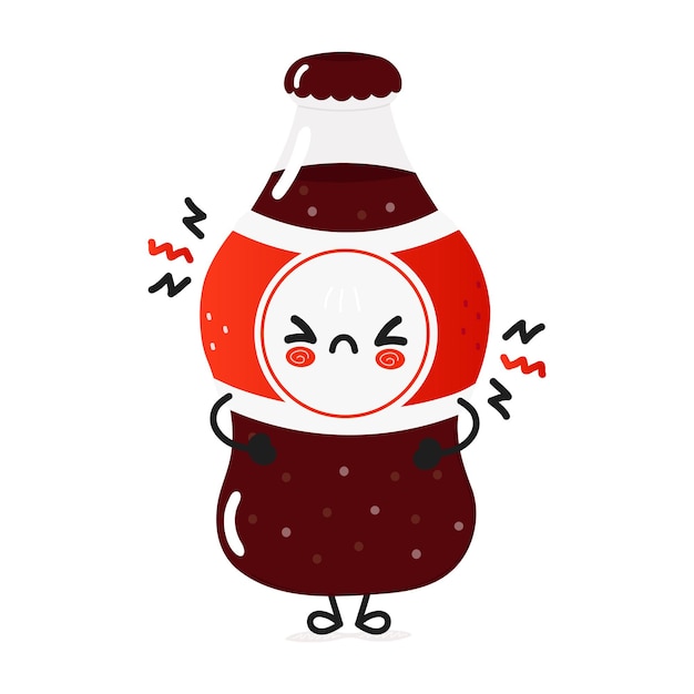 Cute sad bottle cold drink cola character