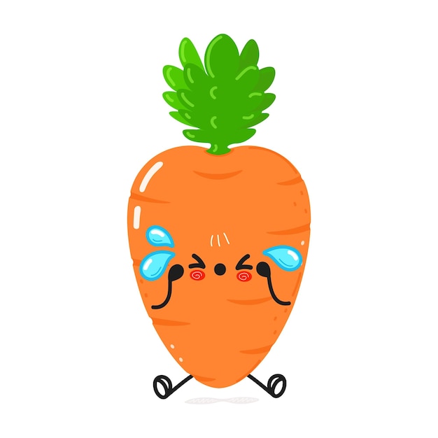 Cute sad carrot character