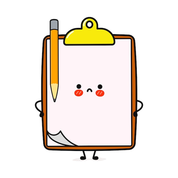 Cute sad clip board character