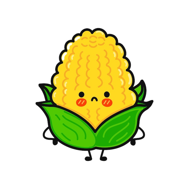 Cute sad corn character