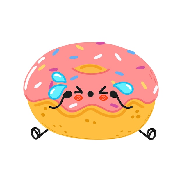 Vector cute sad and crying donut character