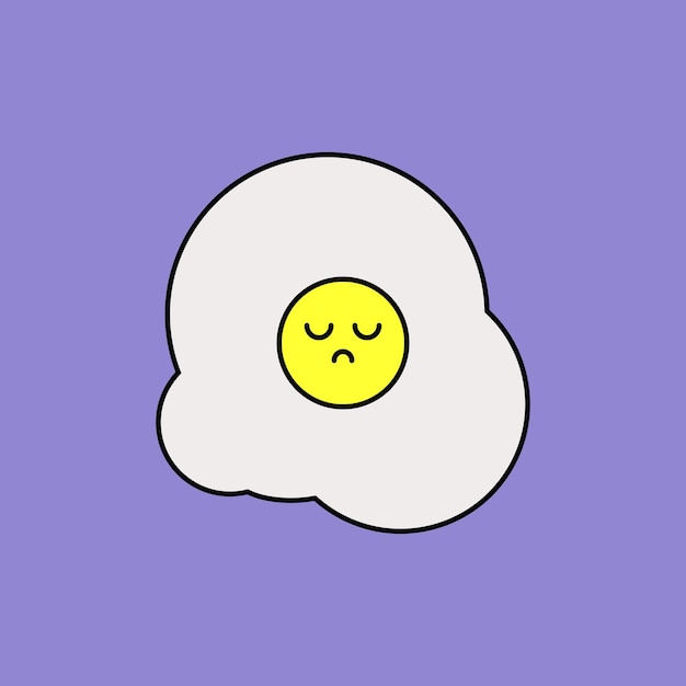 Cute sad face egg sunny side food hand drawn collection characters illustration