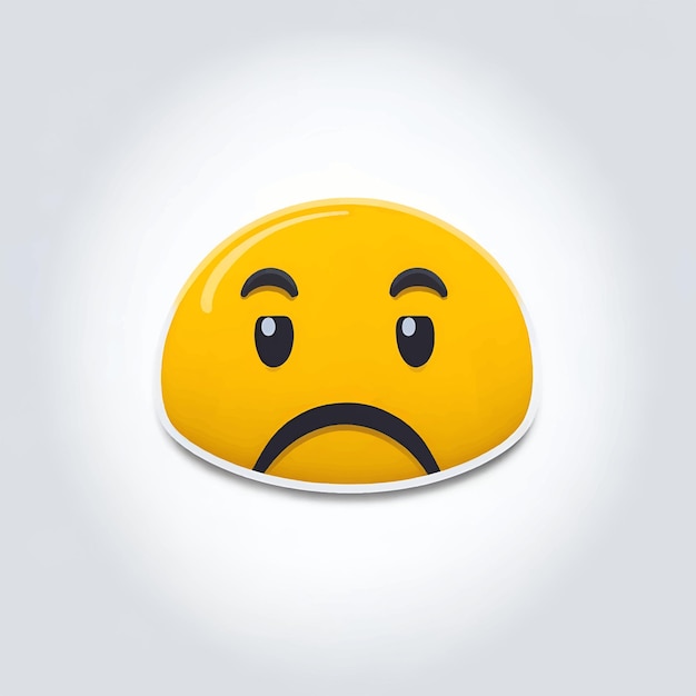 Vector cute sad face emoji sadness unhappy yellow face emoticon vector illustration