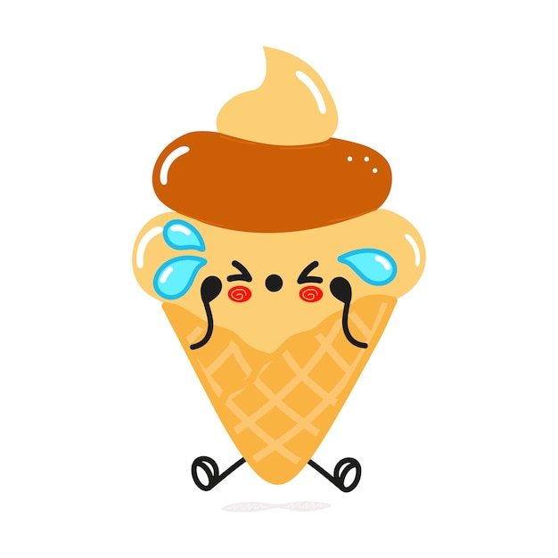 Vector cute sad ice cream character