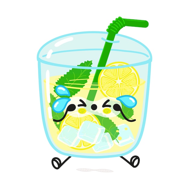 Vector cute sad lemonade character