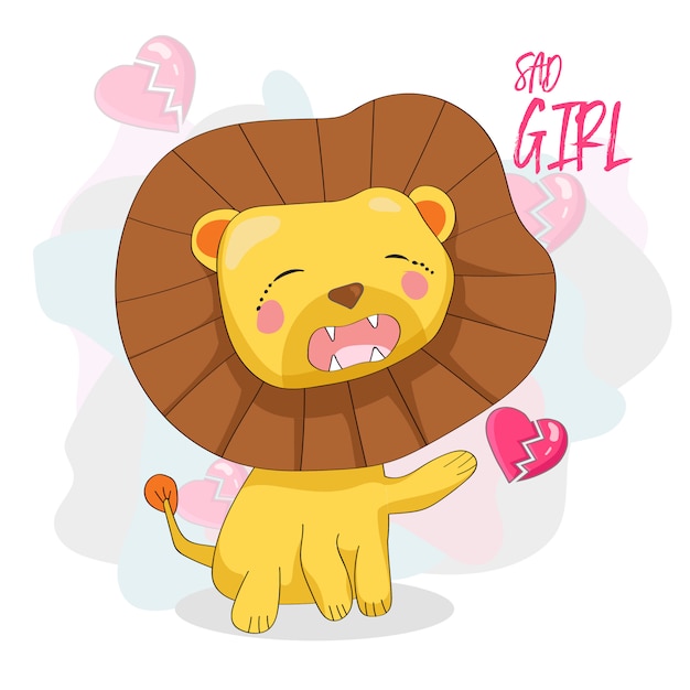 Cute sad lion