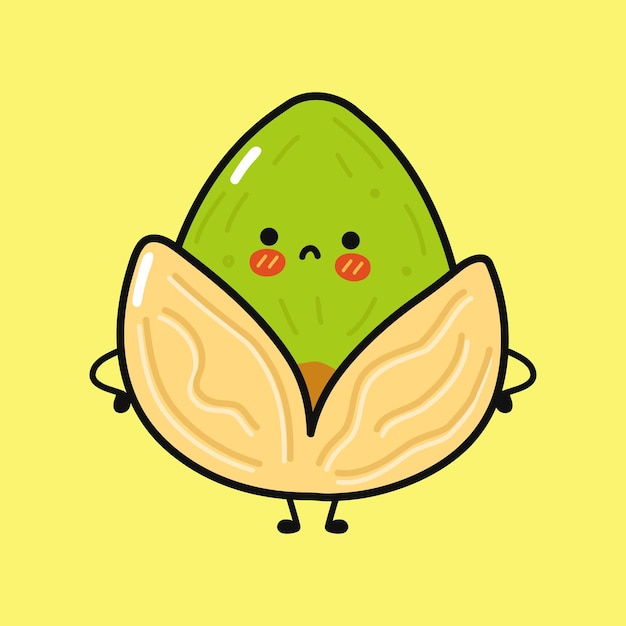 Cute sad pistachio character