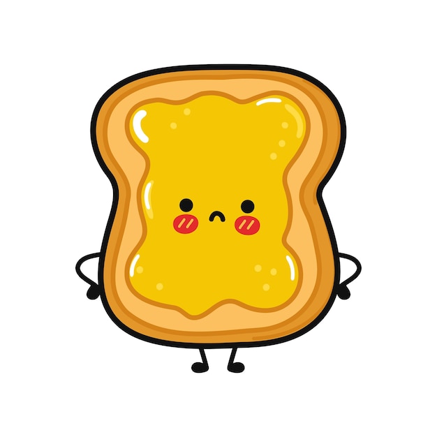 Cute sad toast with honey character