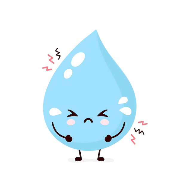 Vector cute sad water drop cry