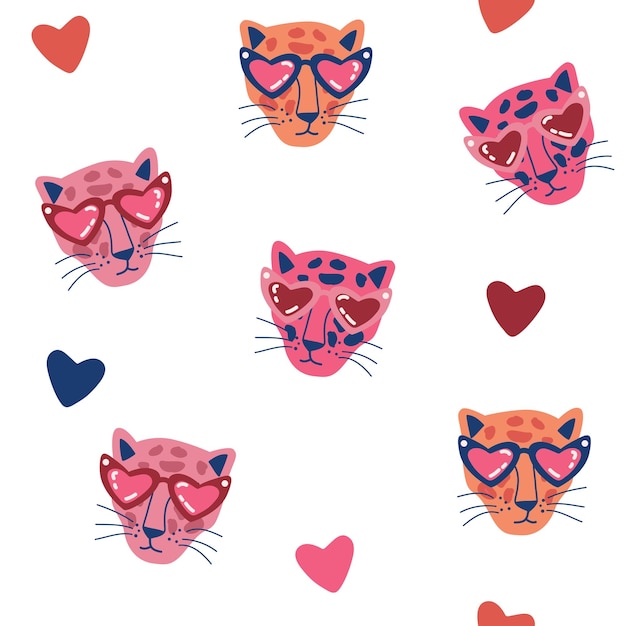 Cute safari pink leopard cheetah seamless pattern vector illustration eps10 design for fashion fabric