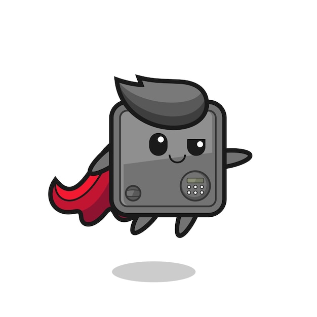 Cute safe box superhero character is flying , cute style design for t shirt, sticker, logo element