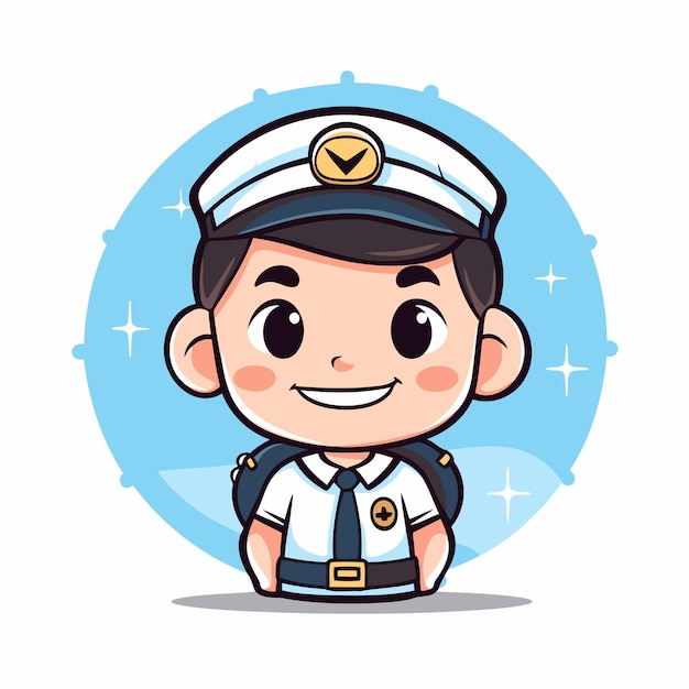 cute sailor boy with hat and uniform character vector illustration design