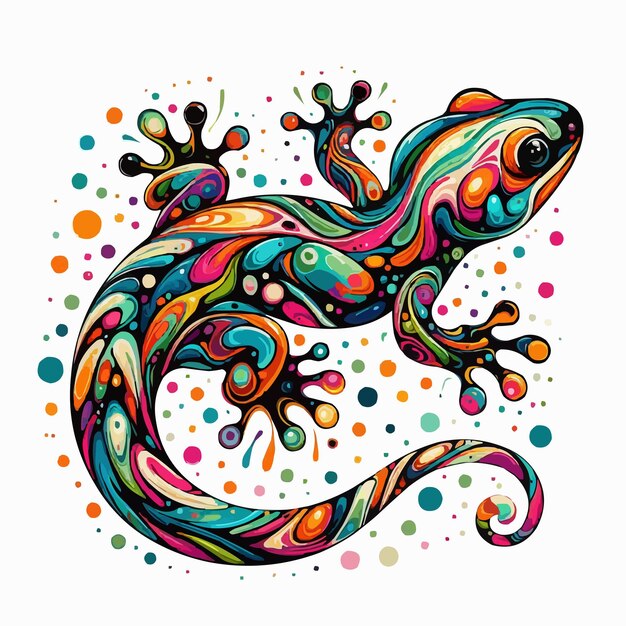 Vector cute salamander multicolored cartoon vector on white background