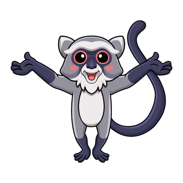 Cute samango monkey cartoon raising hands