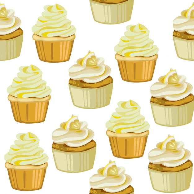 Vector cute samless pattern cucpcake