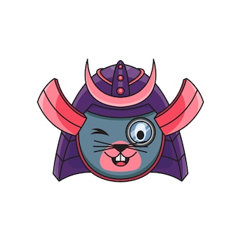 Simpatica illustrazione della mascotte del topo samurai