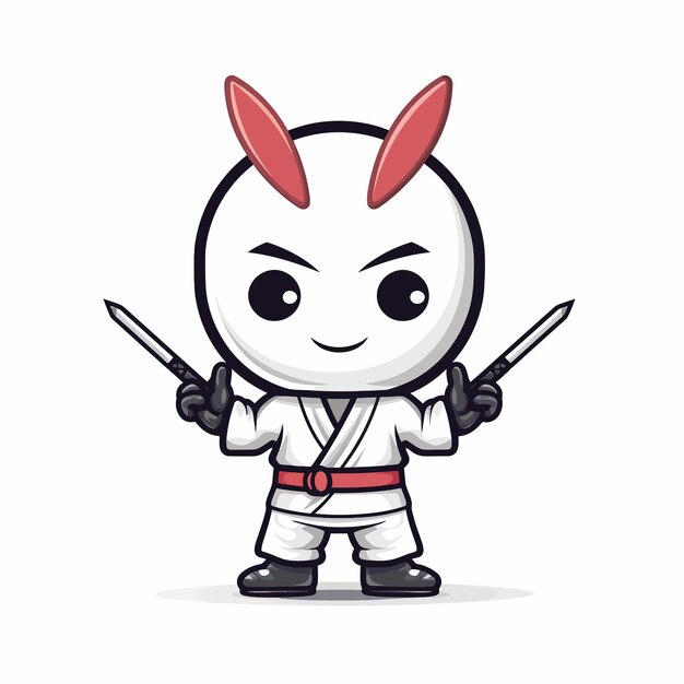 벡터 cute_samurai_peace_hand_symbol_vector