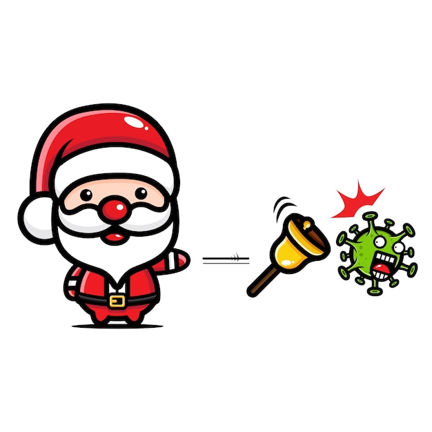 Cute santa claus against virus