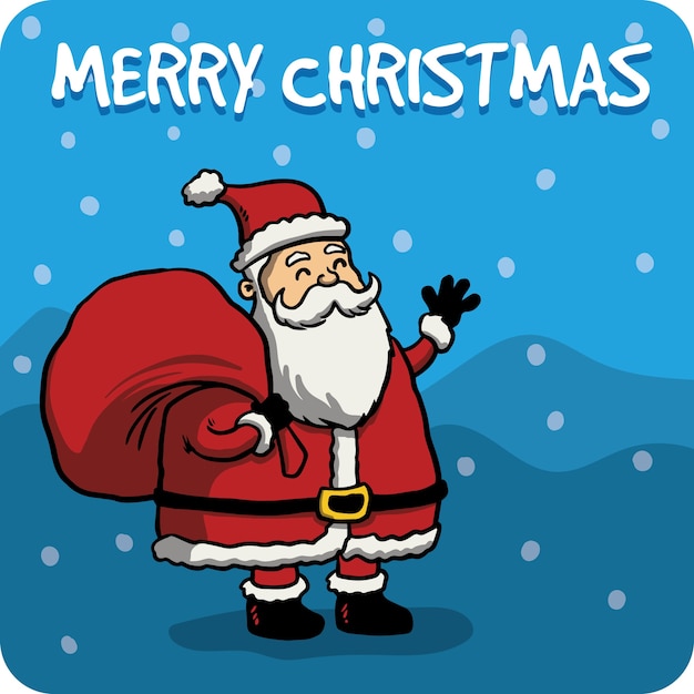 Cute santa claus card in hand drawn style