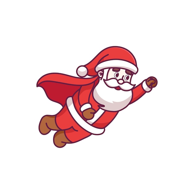 Cute santa claus cartoon character flying