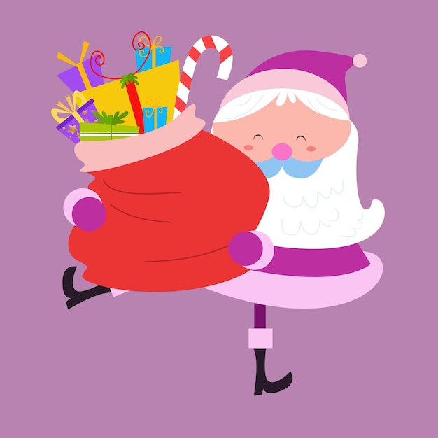 Vector cute santa claus character collection