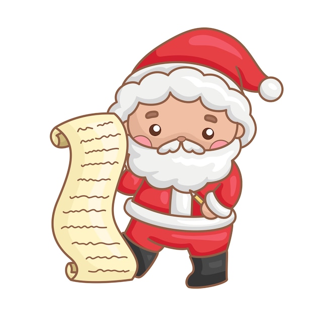 Cute santa claus character costume christmas decoration cartoon illustration vector clipart sticker