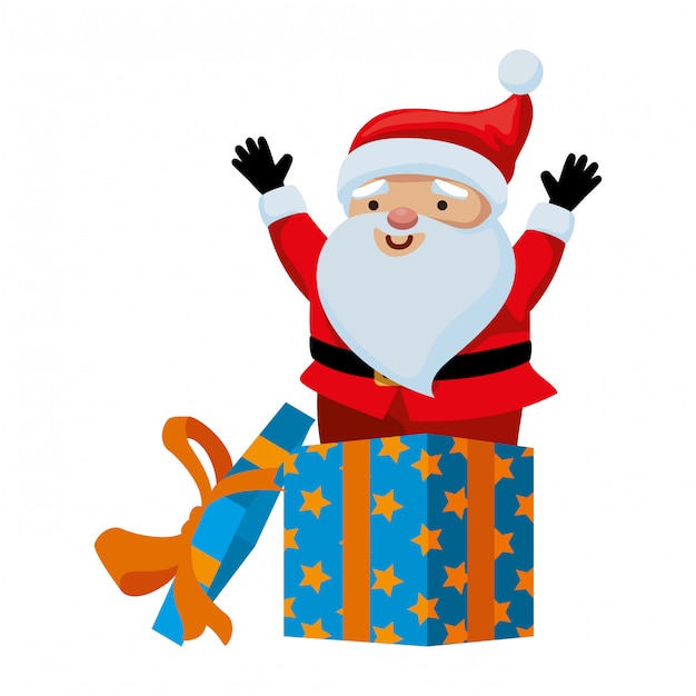 Cute santa claus character with gift