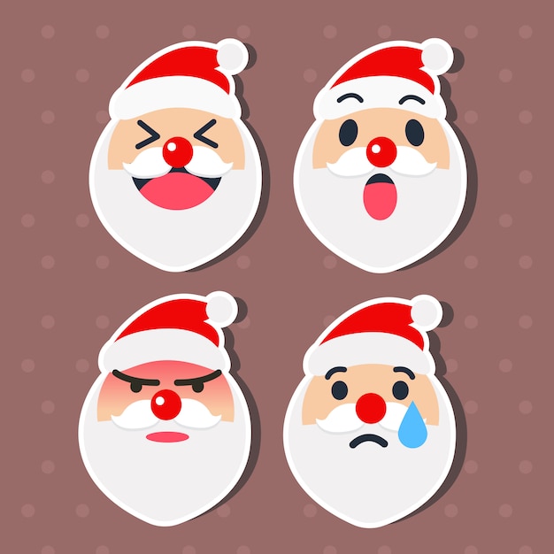 Vector cute santa claus emoticon set