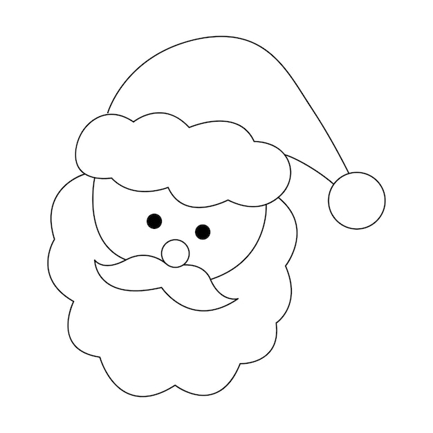 Cute Santa Claus head with Merry Christmas. Happy Xmas new year greeting gift design template.