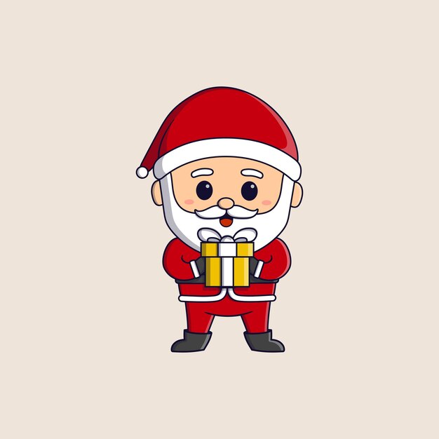 Cute santa claus holding gift box