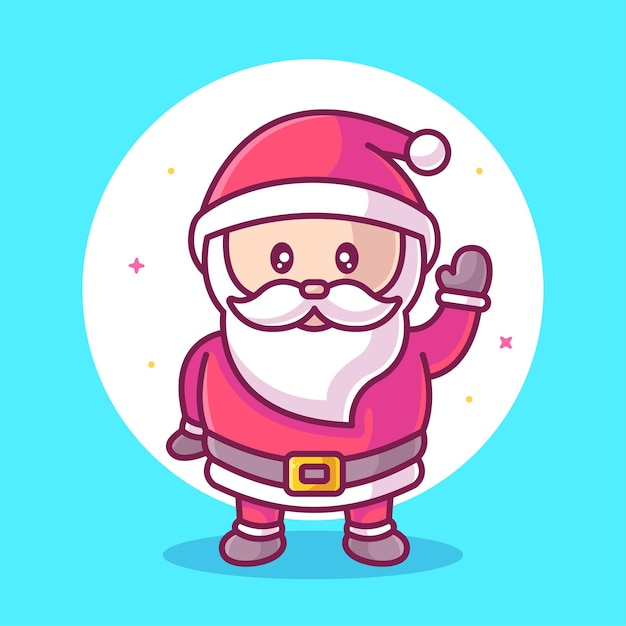 Simpatico babbo natale illustrazione natale o inverno logo icona vettore illustrazione in stile piatto