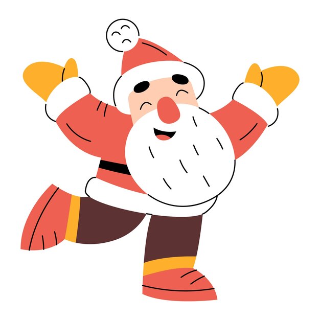 Cute Santa Claus laughing and waving hands