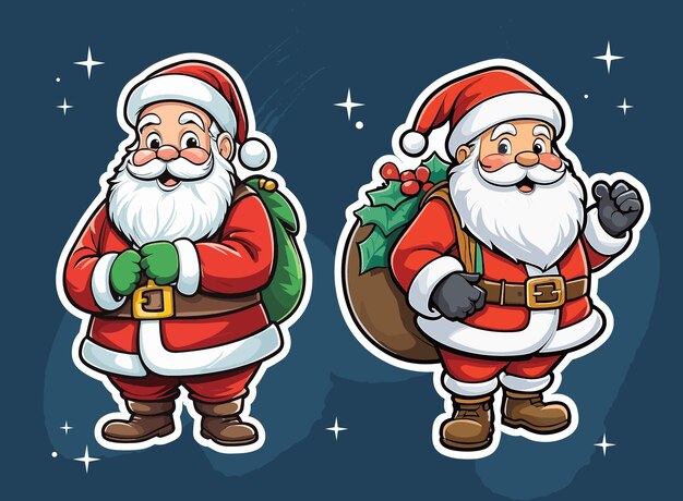 Vector cute santa claus sticker collection