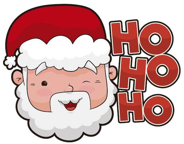 Cute Santa Claus winking at you and laughing with its characteristic Ho ho ho