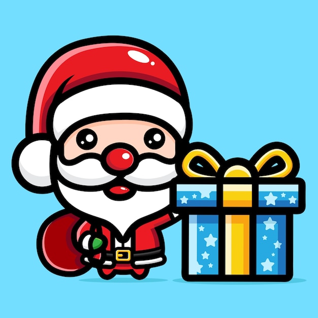 cute santa claus with big gifts