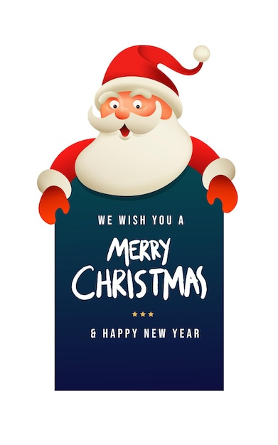 Cute Santa Claus with merry Christmas wishes