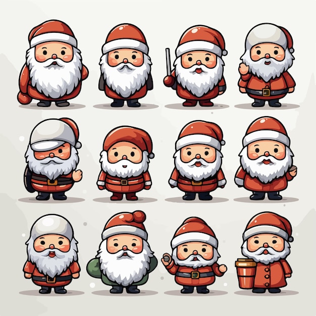 cute_santa_clause_minimalistic_flat_icons_pack