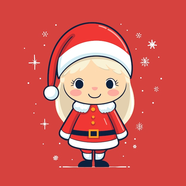 Cute santa girl vector illustration