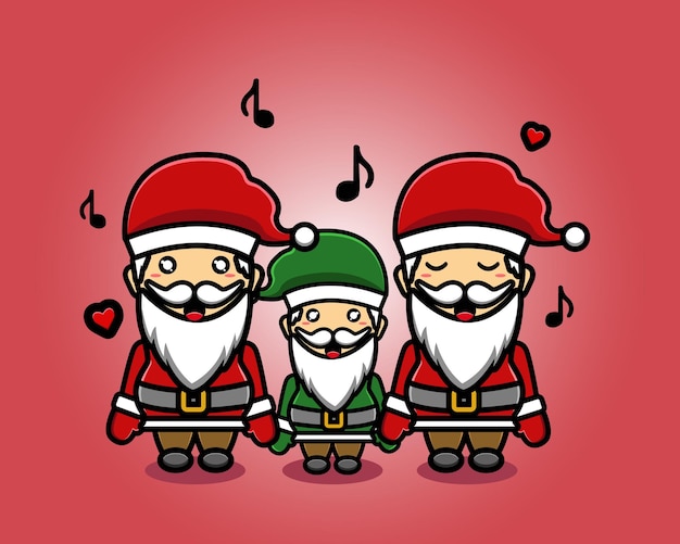 Vector cute santa singing mascot cartoon